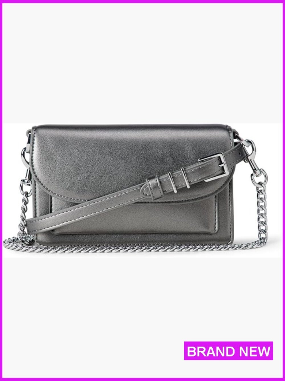 Convertible Crossbody Clutch Bag with Interchangeable Straps Faux Leather